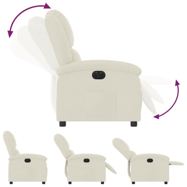 Elektrisk reclinerfåtölj gräddvit sammet