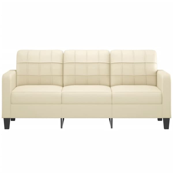3-sitssoffa gräddvit 180 cm konstläder