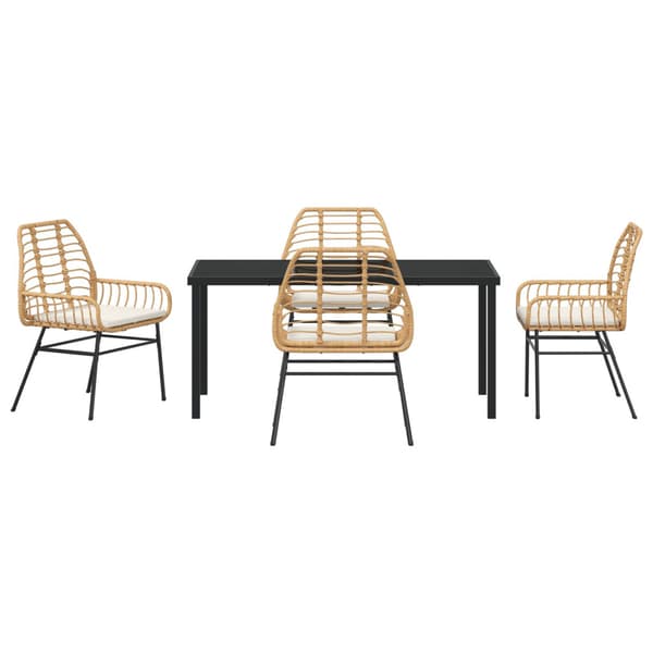 Trädgårdsmöbelset 5 pcs Brun konstrotting
