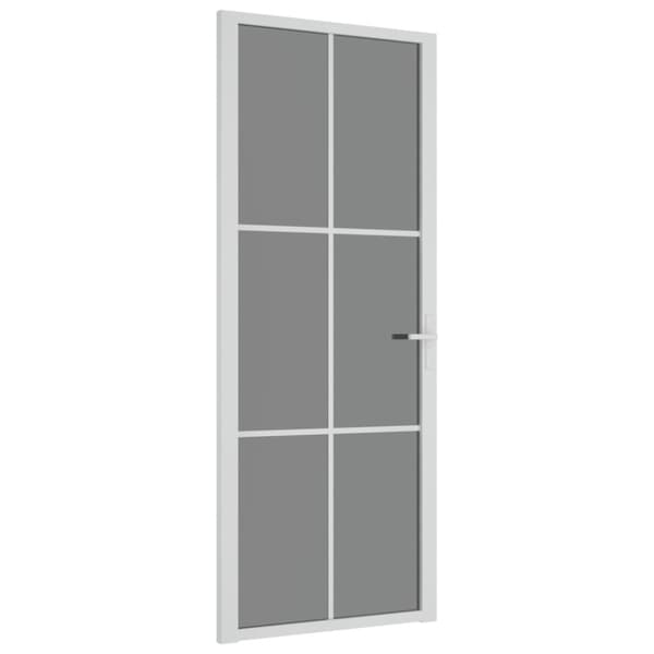 Innerdörr 83x201,5 cm vit ESG-glas och aluminium