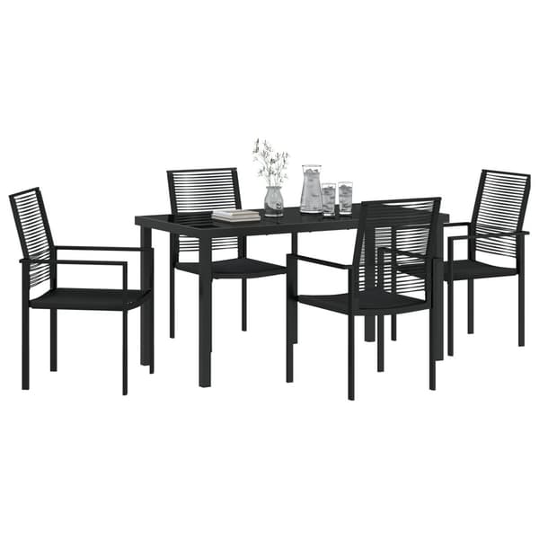 Trädgårdsmöbelset 5 pcs Svart Pulverlackerat stål