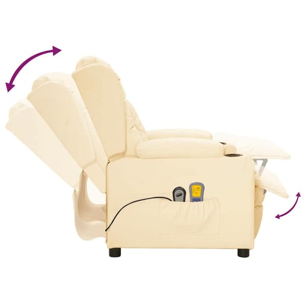 Elektrisk massagefåtölj gräddvit konstläder