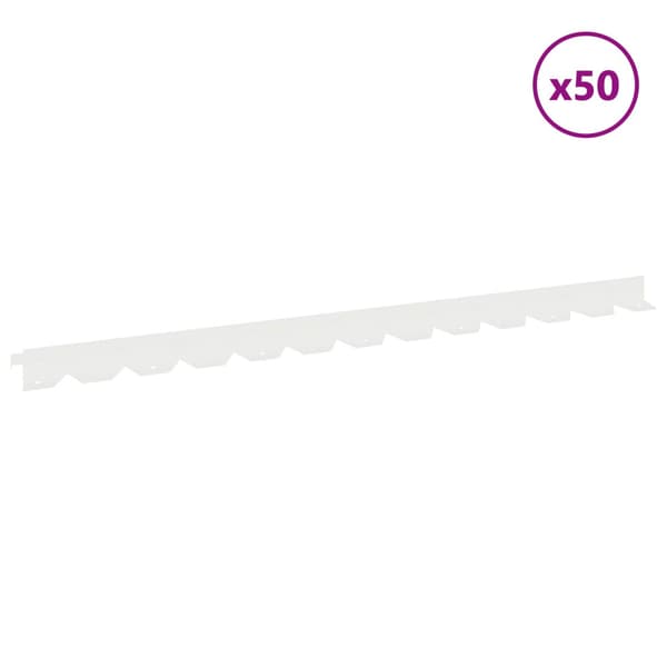Kant för gräsmatta 50 pcs 102 x 4 x 4 cm Stål Vit