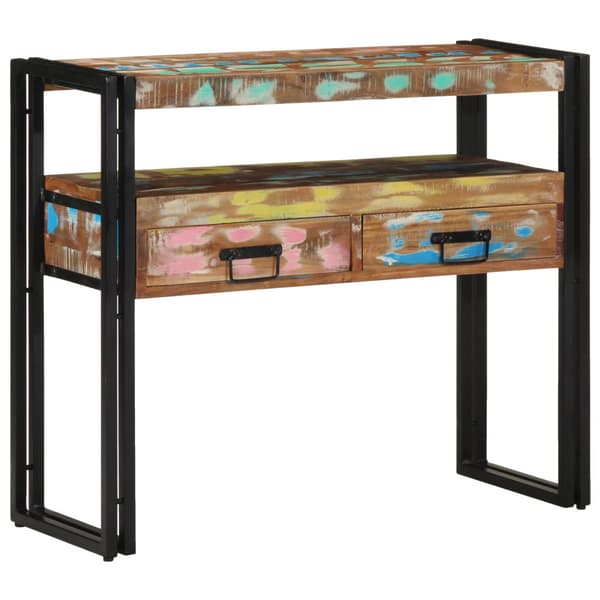 Konsolbord Flerfärgsdesign 90 x 33 x 75 cm Solid återvunnen trä