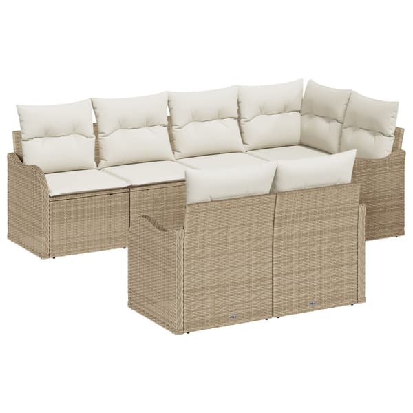 Trädgårdsoffset med lagring 7 pcs Beige Poly rattan