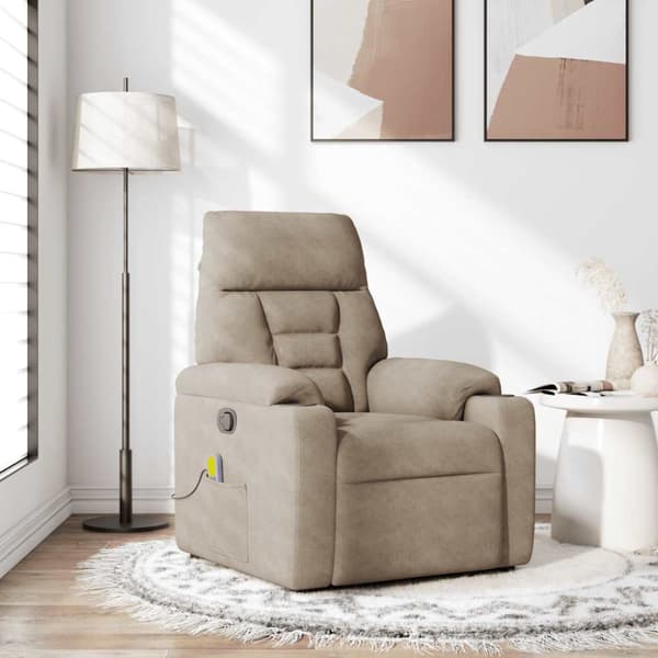 Massagefåtölj taupe mikrofibertyg
