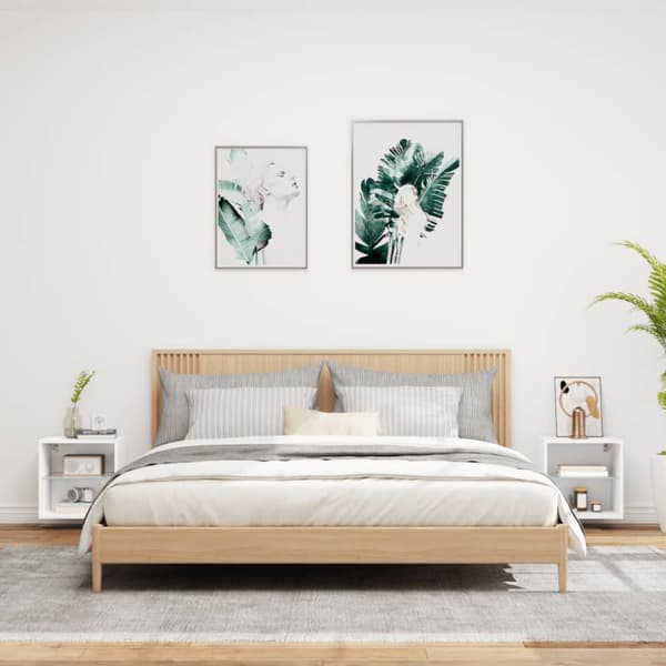Väggmonterade sängbord LED-lampor 2 st vit