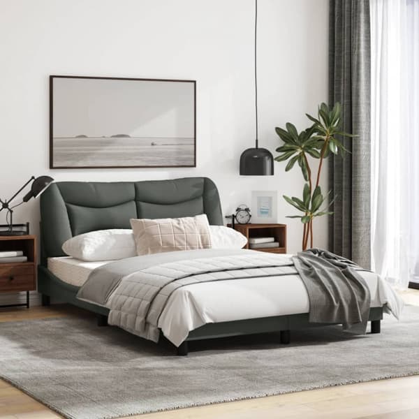 Bed Frame without Mattress "Hvar" Dark Grey 120x200 cm Fabric