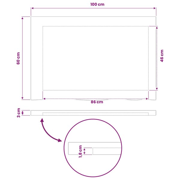 Rektangulärt Bordsskiva 90 x 50 x 3,5 cm Rektangulär Vit