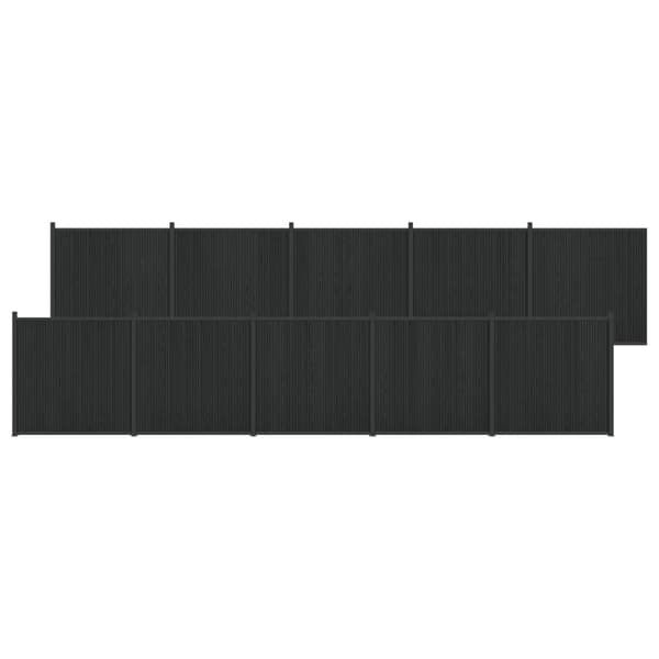 Stängselpanel 10 st 1755 x 186,5 cm WPC och aluminium Svart