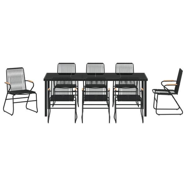 Trädgårdsmöbelset 9 pcs Svart Pulverlackerat stål