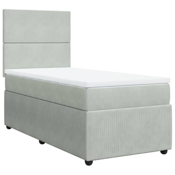 Ramsäng med madrass ljusgrå 100x200 cm sammet