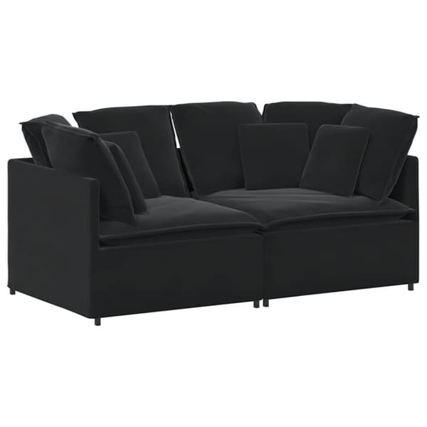 Modulsoffa med kuddar sammet svart