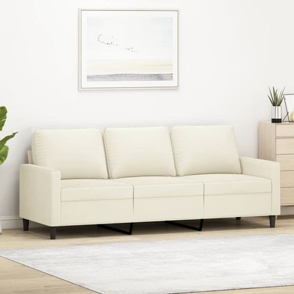 3-sitssoffa gräddvit 180 cm sammet