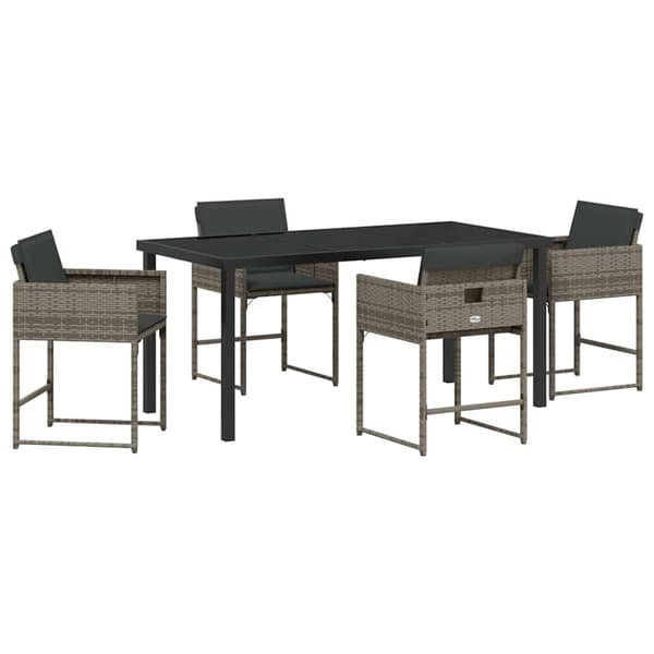 Trädgårdsmöbelset 5 pcs Grå konstrotting