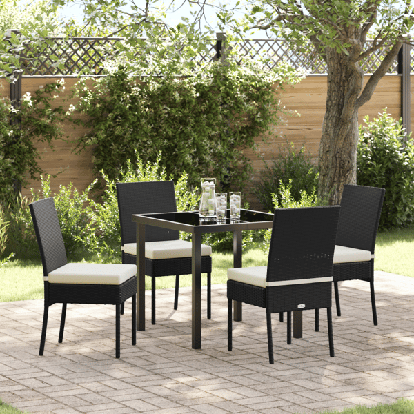 Trädgårdsmöbelset 5 pcs Svart Pulverlackerat stål