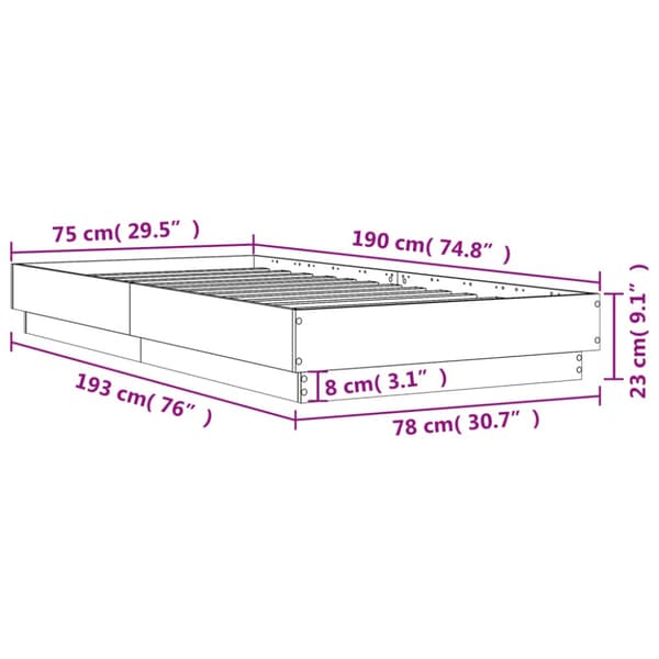 Sängram svart 75x190 cm konstruerat trä