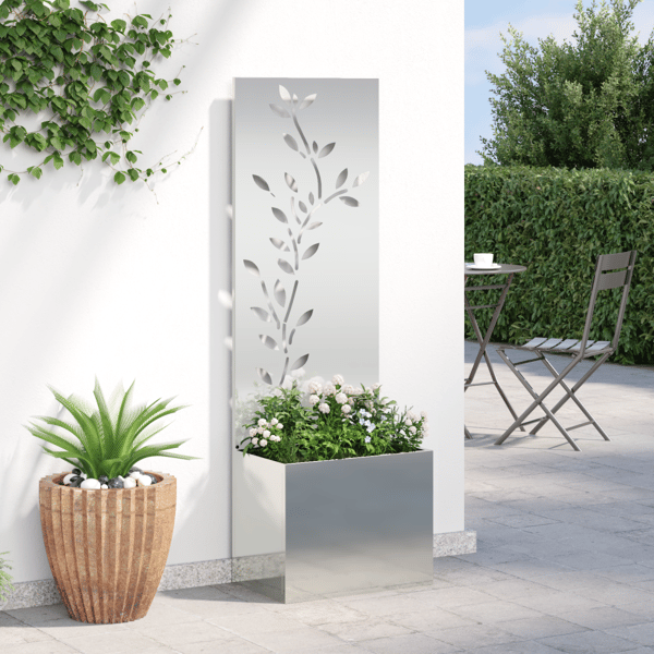 Trädgårds integritetsskärm Blommor Silver 50 x 32 x 150 cm
