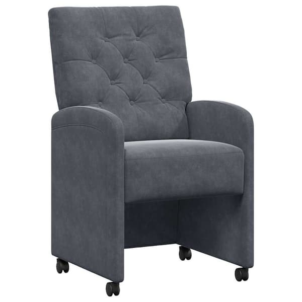 Matstolar med hjul 2 pcs Mörkgrå 58 x 67 x 97 cm Sammet