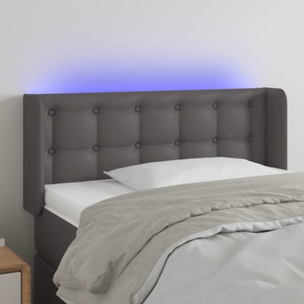 Sänggavel LED grå 103x16x78/88 cm konstläder