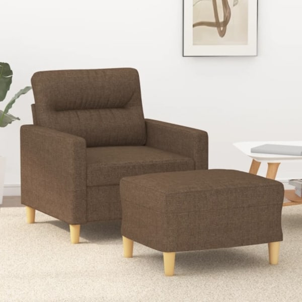 Fåtölj med fotpall Brun 60 cm tyg