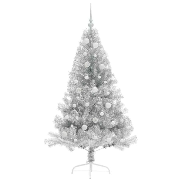Konstgjord Förbelyst Julgran Silver 150 cm PET