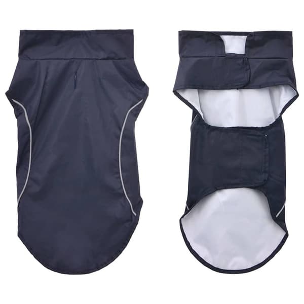 Regnrock för hundar med reflekterande remsor polyester marinblå