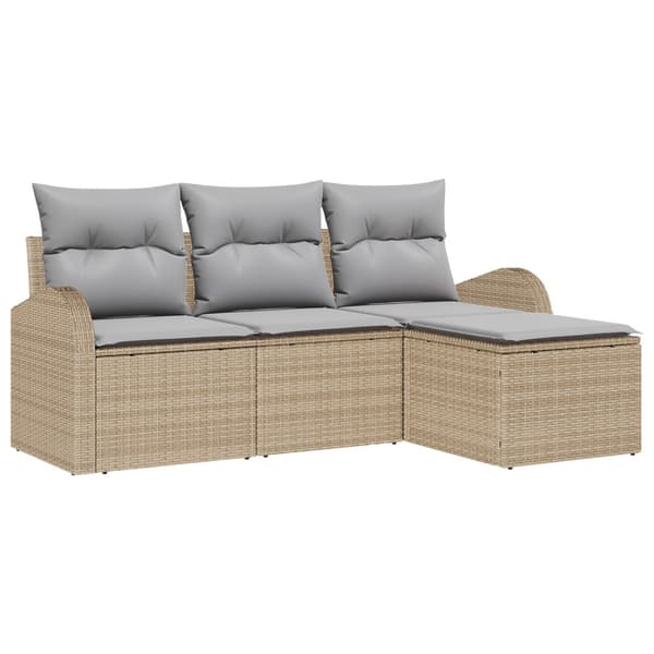 Soffset med kudde 4 pcs Beige och Ljusgrå konstrotting