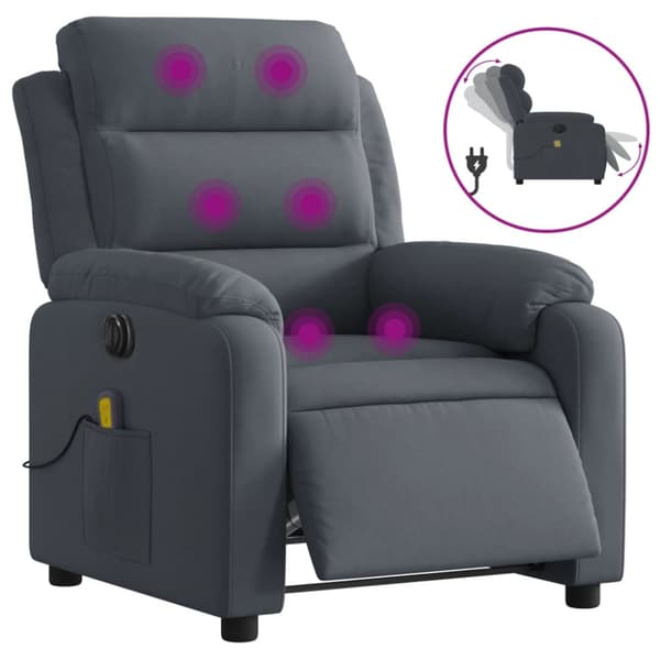 Elektrisk massagefåtölj mörkgrå sammet