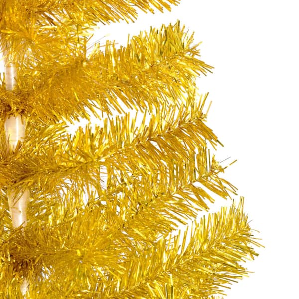Belyst plastgran med kulor guld 210 cm PET