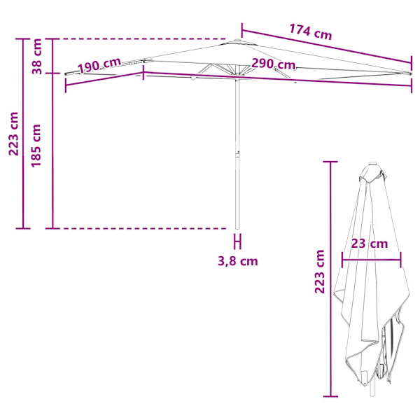 Trädgårdsparasol 200 x 300 cm Polyester Rektangulär Gul och Vit