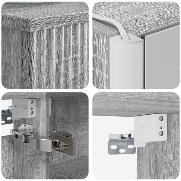 Badrumsmöbelset 4 pcs Grå Sonoma Konstruerat trä och glas