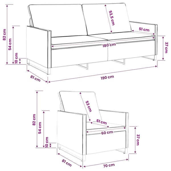 Soffset 2 pcs Mörkgrå Faux mockatyg
