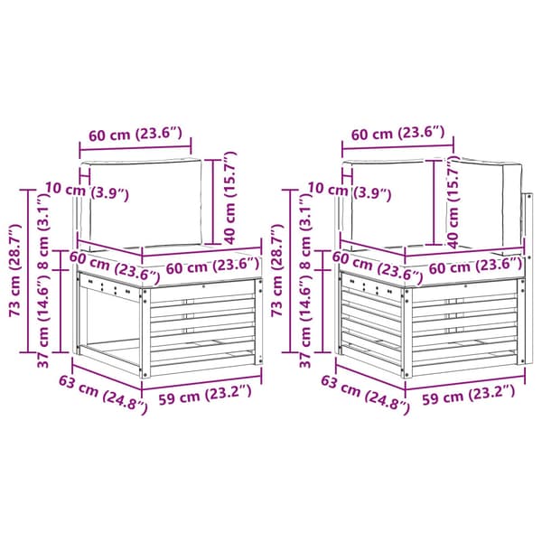 Utomhussoffset 6 pcs Vit och grädde 306 x 128,5 x 73 cm