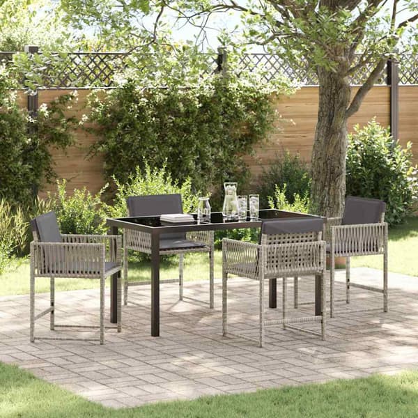 Trädgårdsmöbelset 5 pcs Ljusgrå konstrotting