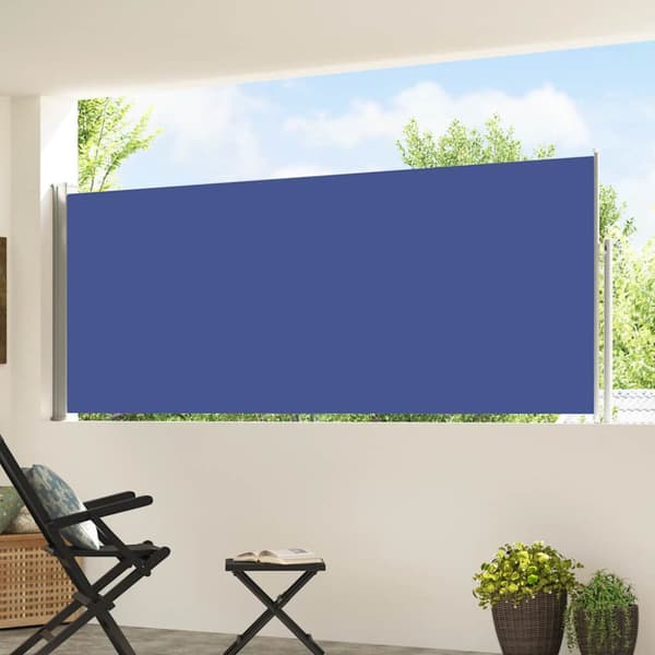 Infällbar sidomarkis 120x500 cm blå