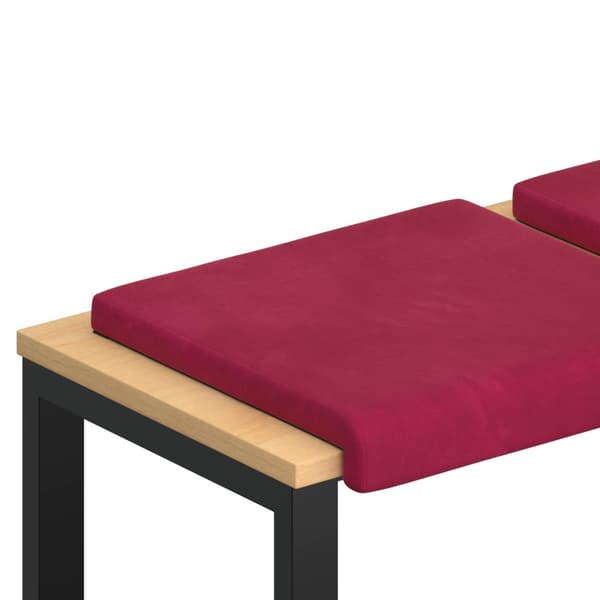 Bänk kudde 2 st Sammet Vinröd Djup 35 cm