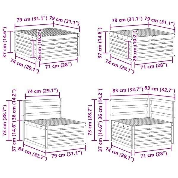 Utomhussoffset 9 pcs Naturfärg Massivt Akaciaträ