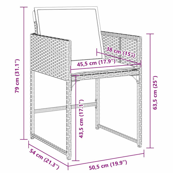 Trädgårdsmöbelset 9 pcs Grå konstrotting