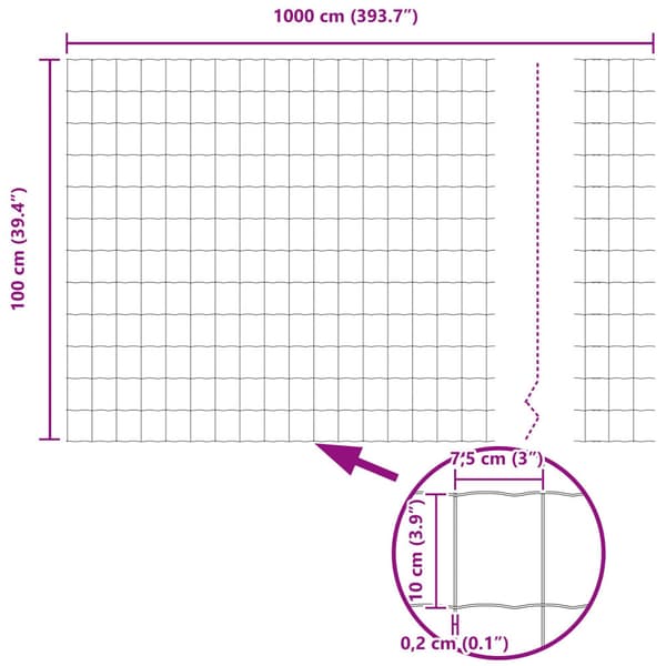 Stängsel med stolpe Silver 1 x 10 m Stål