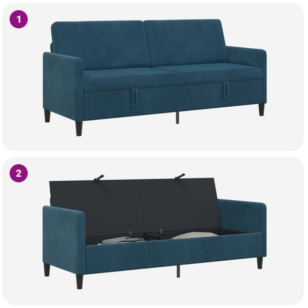 Soffa med förvaring Blå 192 x 78 x 87 cm Polyester