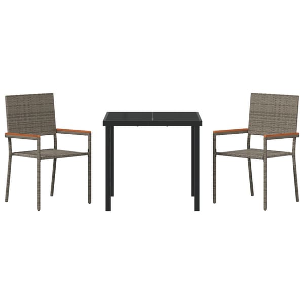 Trädgårdsmöbelset med kudde 3 pcs Grå konstrotting