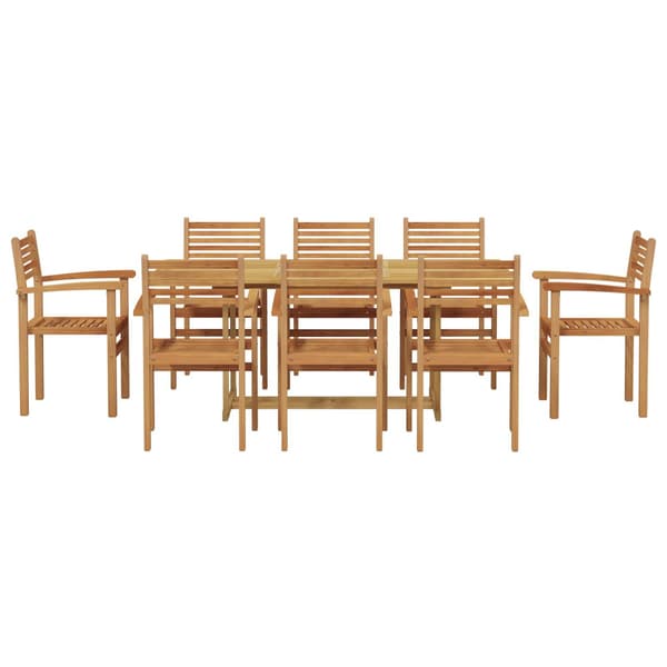 Trädgårdsmöbelset 9 pcs Brun Massivt teakträ