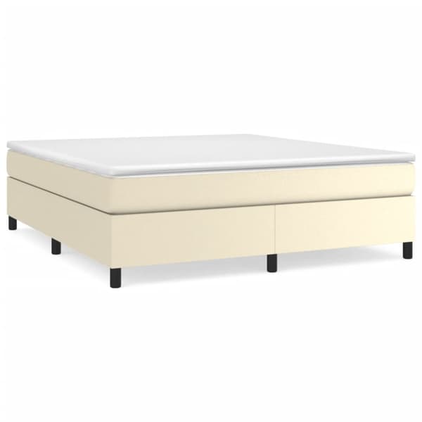 Boxspring-sängram gräddvit 180x200 cm konstläder