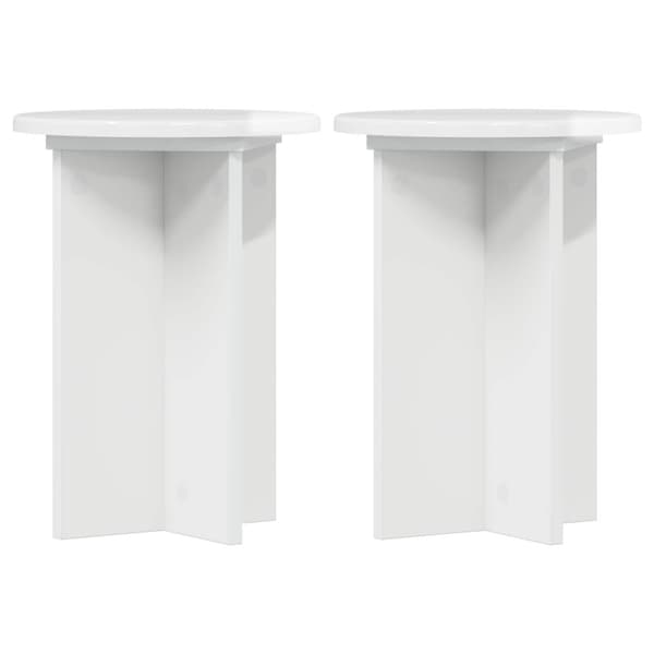 Växtställ 2 pcs Vit högglans Ø29,5 x 40 cm Konstruerat trä