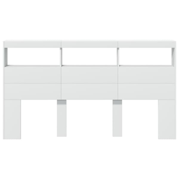 Sänggavel med LED vit 180x17x102 cm