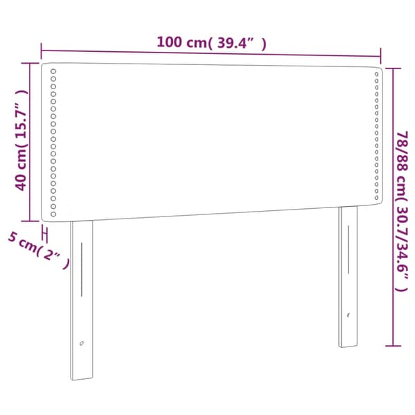 Sänggavel LED mörkgrå 100x5x78/88 cm sammet