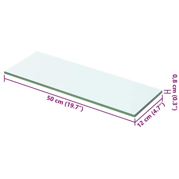 Hyllplan 2 st glas genomskinlig 50x12 cm