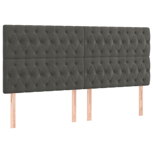 Ramsäng med madrass mörkgrå 180x200 cm sammet