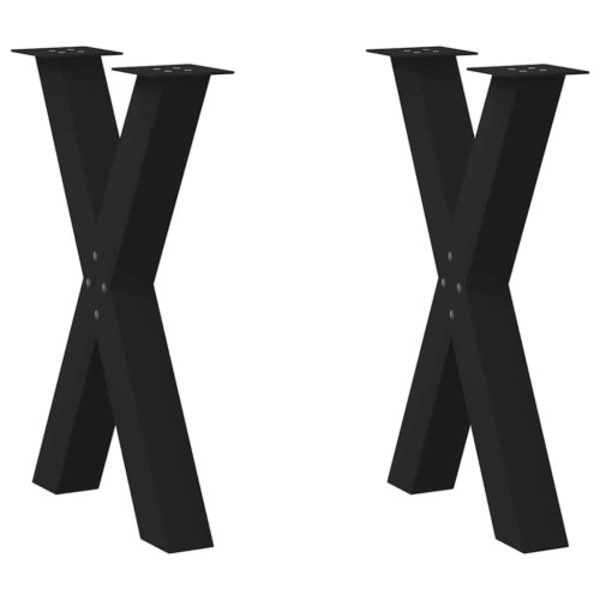 Matbordsben X-formade 2 st svarta 50x(72-73) cm stål